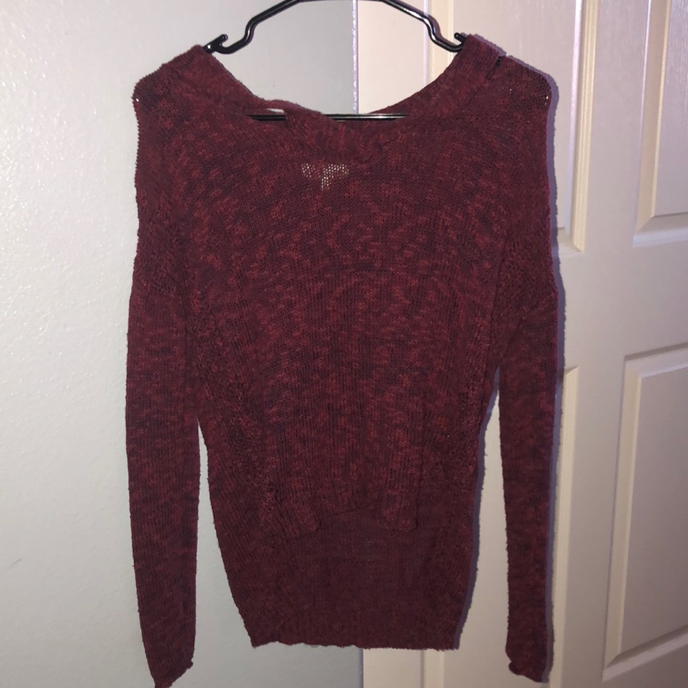 Dark Red Off the Shoulder Sweater